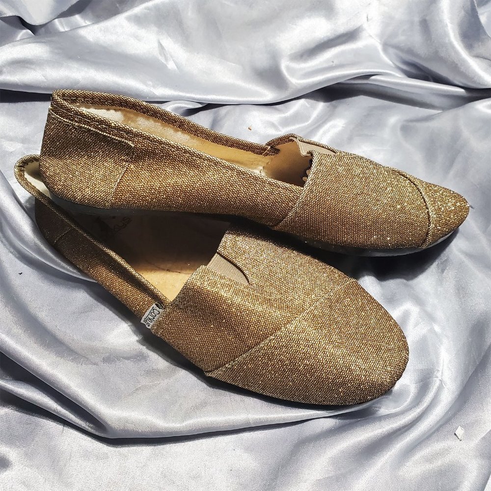 CORKYS metallic gold flats SUES SZ 10